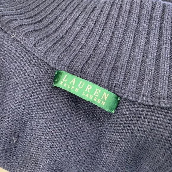 Lauren Ralph Lauren | Women's Navy Blue Zip Cardigan, Size L/XL - Picture 4 of 4